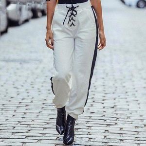 High-Waisted Lace-Up Pants